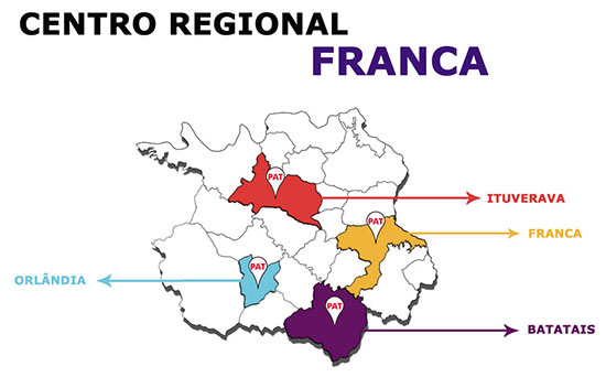 Mapa Pats na região de Franca